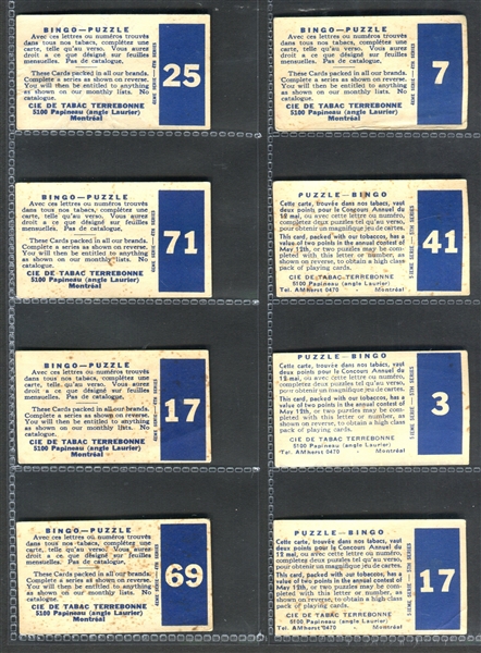 C245 Terrebonne Tabac Cigarettes (Canada) Puzzle-Bingo Cards Lot of (27)