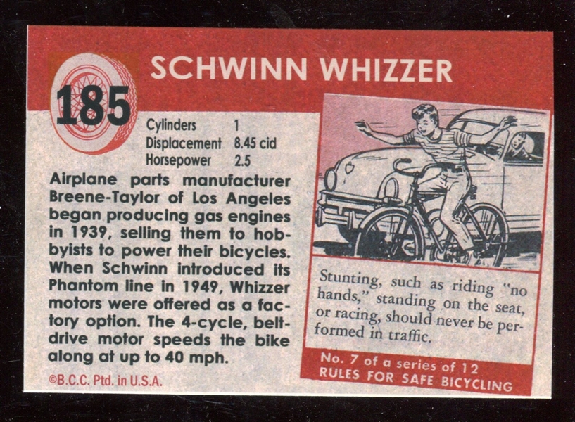 1954-55 Topps “World on Wheels” Redback #185 Schwinn Whizzer NM- MT ***LEMKE CARD***