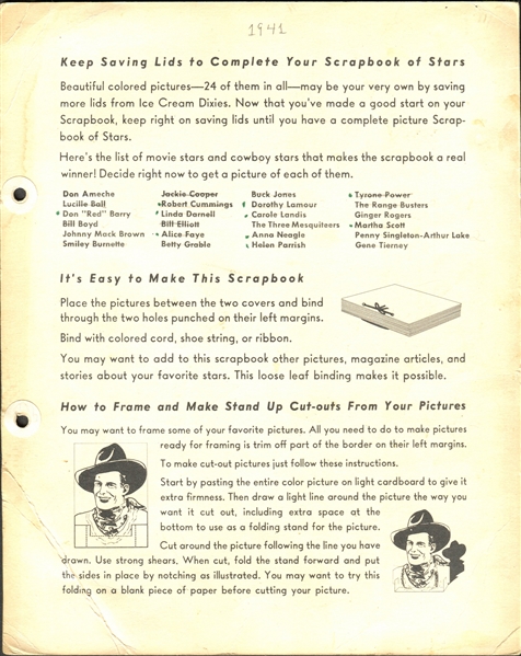 F5-7 Dixie Lids Premiums (1941) Complete Set of (26) Cards