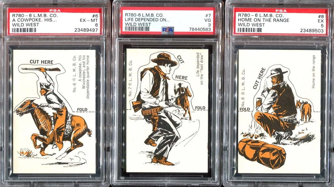 R780-6 L.M. Becker Wild West Stand Ups Lot of (9) PSA-Graded Cards