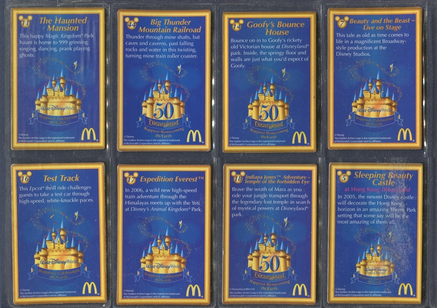 2005 McDonald's Disneyland 50th Anniversary Lenticular Cards Lot of (8)