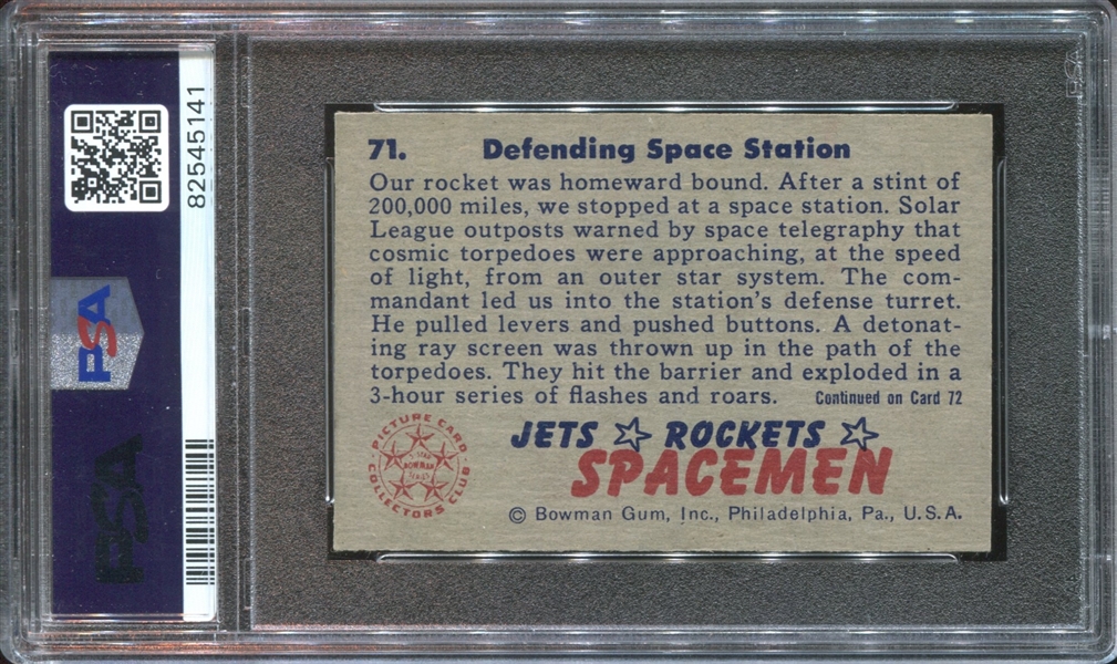 1951 Bowman Jets, Rockets, Spacemen #71 Defending Space Station PSA6 EX-MT