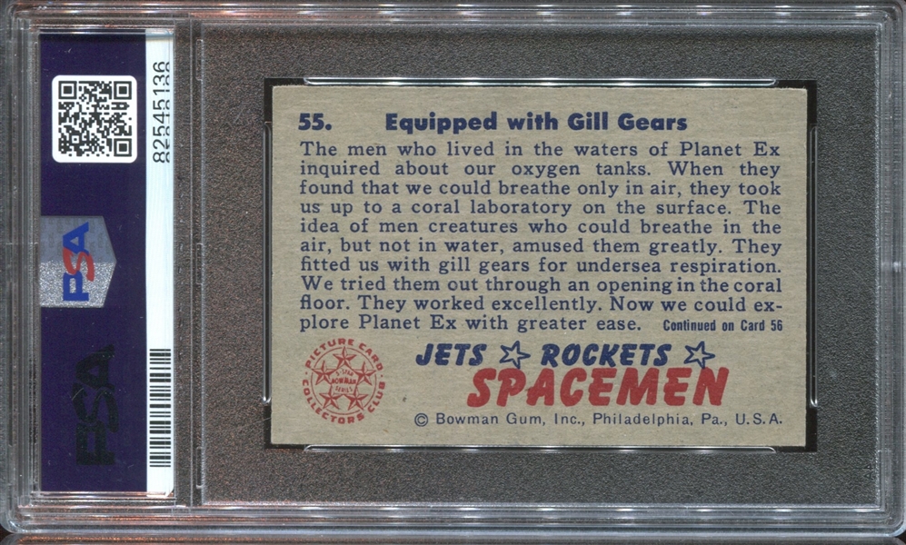 1951 Bowman Jets, Rockets, Spacemen #55 Equipped With Gill Gears PSA5 EX