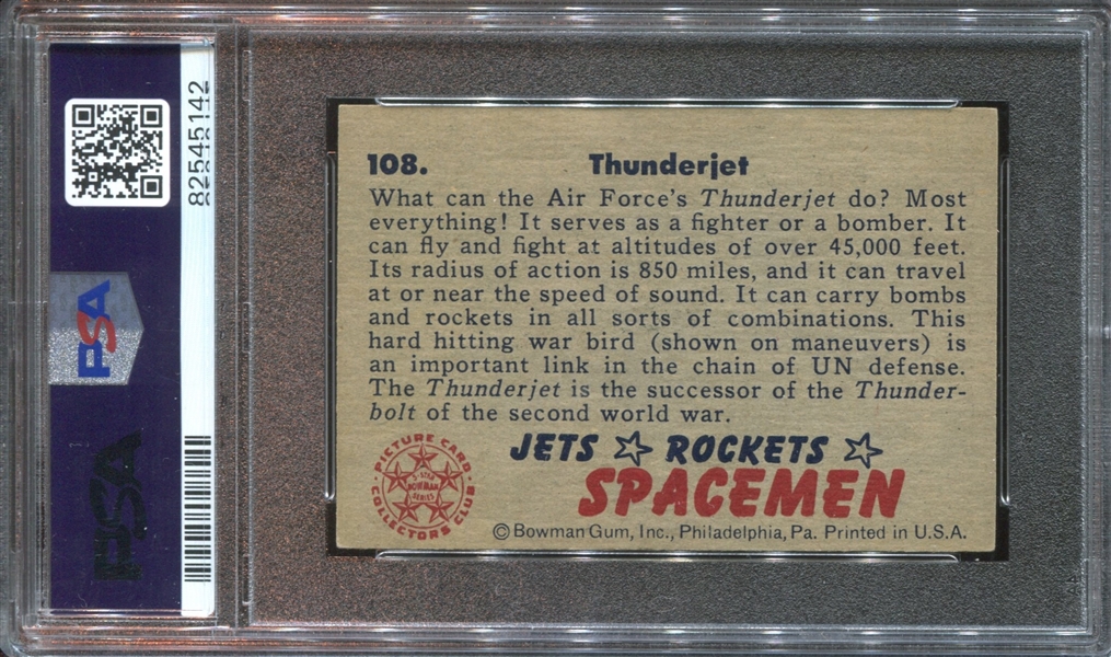 1951 Bowman Jets, Rockets, Spacemen #108 Thunderjet PSA6 EX-MT