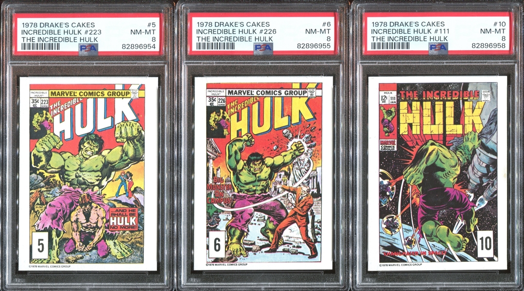 1978 Drake's Cakes Incredible Hulk Lot of (13) Cards