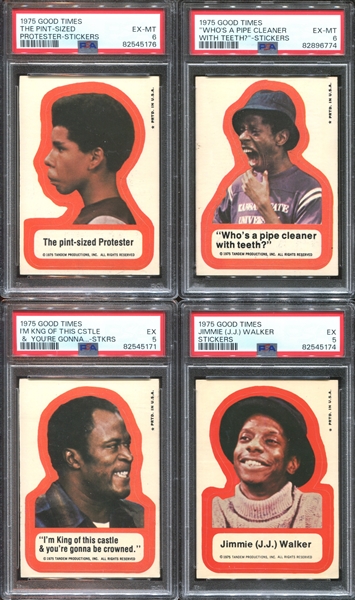 1975 Topps Good Times Sticker Lot of (8) PSA-Graded Cards