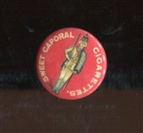 Fantastic 1910s Sweet Caporal Cigarettes Pinback (Military Themed)