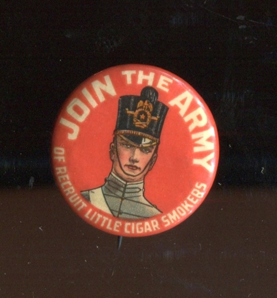 Fantastic 1910's Recruit Little Cigar Smokers Pinback