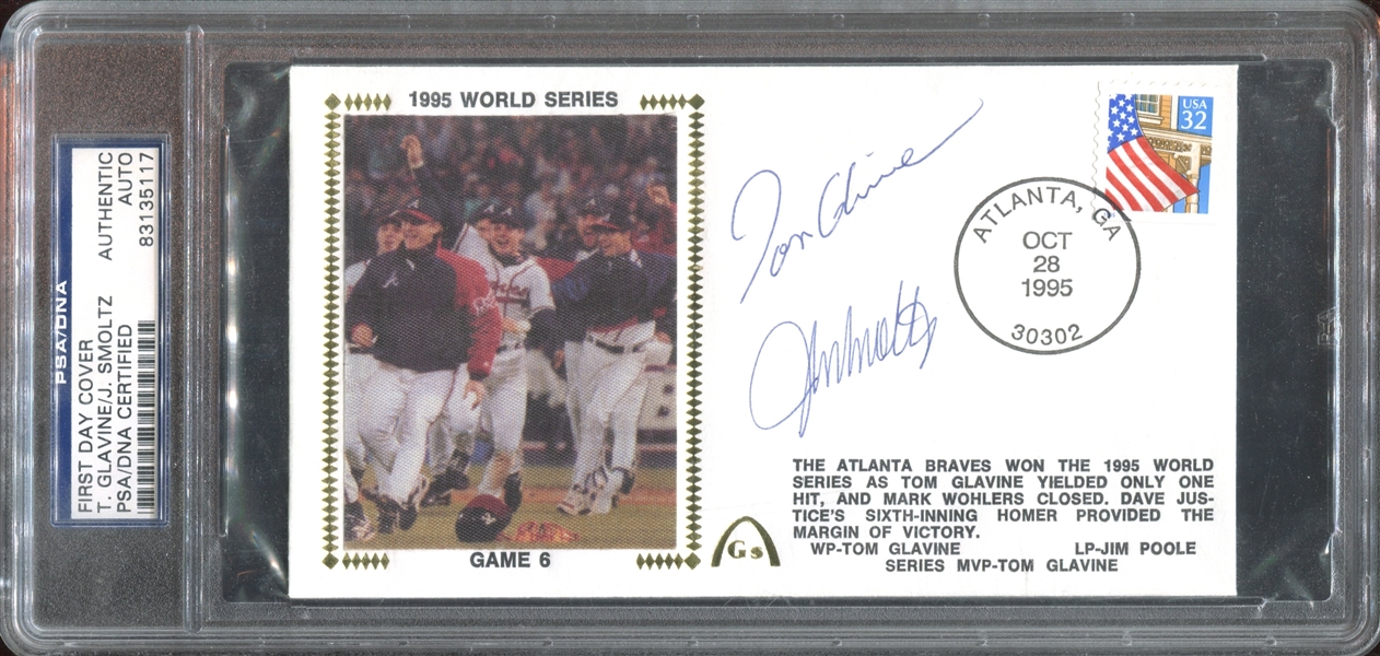 1995 World Series Gateway Cover Autographed by Glavine and Smoltz PSA/DNA