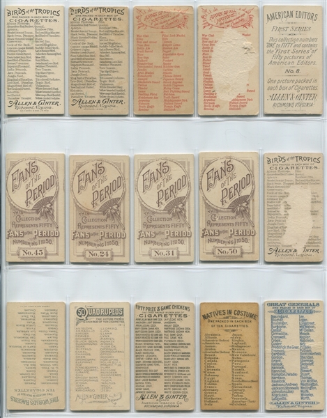 Mixed Lot of (18) Allen & Ginter Tobacco Cards from 1880's