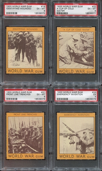 R174 Lot of (4) Goudey 1933 World War Gum PSA-graded cards