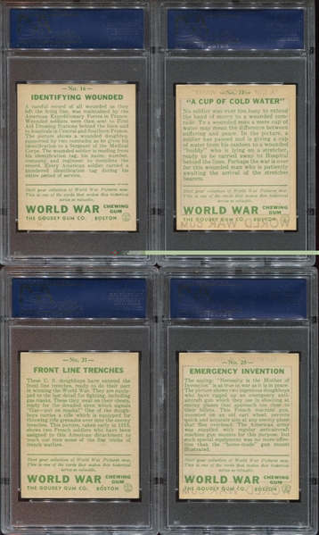 R174 Lot of (4) Goudey 1933 World War Gum PSA-graded cards