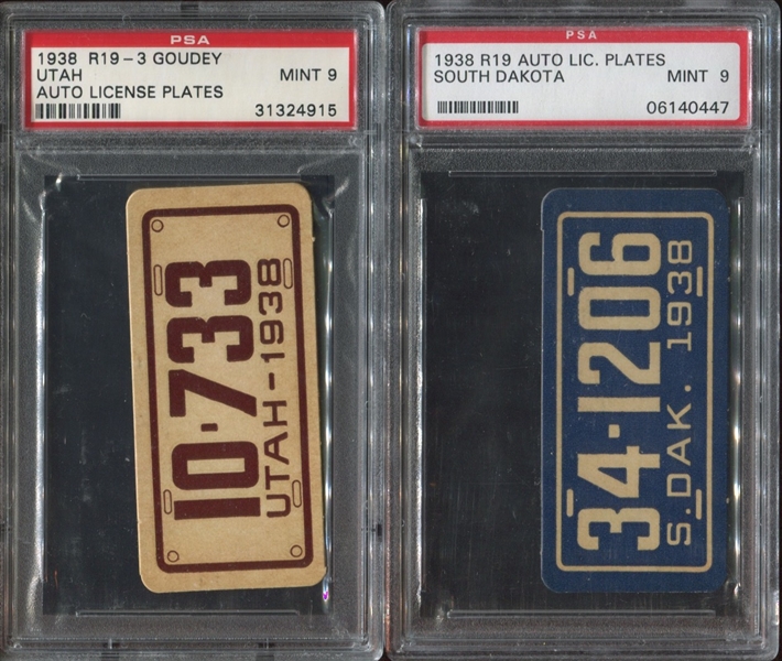 Lot of (2) R19 1938 Goudey License Plate PSA 9 cards