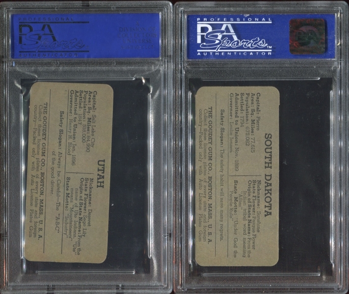 Lot of (2) R19 1938 Goudey License Plate PSA 9 cards
