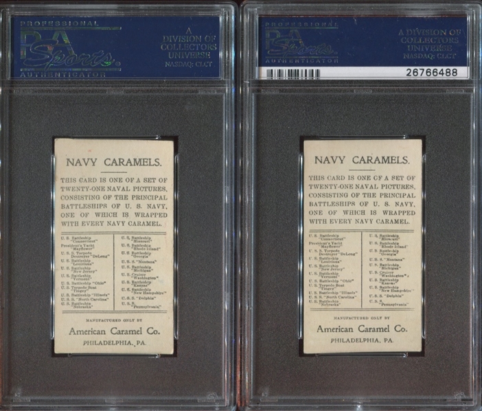 E3 American Caramel Navy Caramels complete PSA-graded Set of Battleship Cards