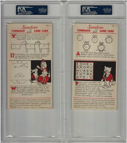 1932 Loose-Wiles Sunshine Funmaker Game Cards Highest Graded PSA set of (8)