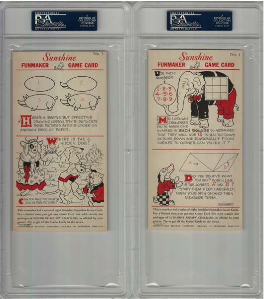 1932 Loose-Wiles Sunshine Funmaker Game Cards Highest Graded PSA set of (8)