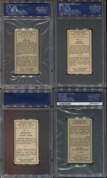 V17 Cowan's Chocolates Noted Cats lot of (11) PSA-graded Cards