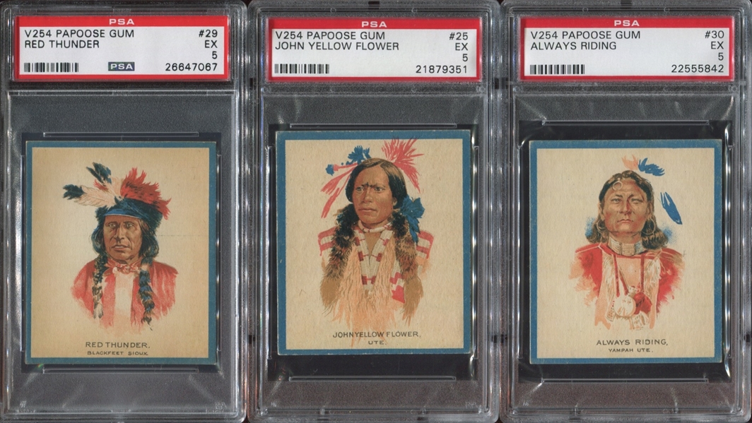 V254 Canadian Chewing Gum Papoose Gum PSA-Graded lot of (6)