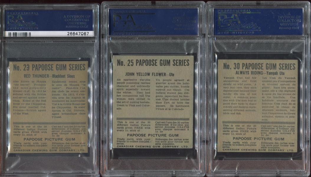V254 Canadian Chewing Gum Papoose Gum PSA-Graded lot of (6)