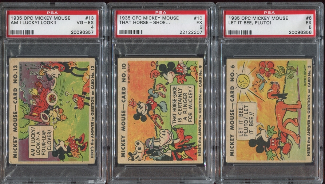 V303 O-Pee-Chee Mickey Mouse PSA-Graded lot of (5) Cards