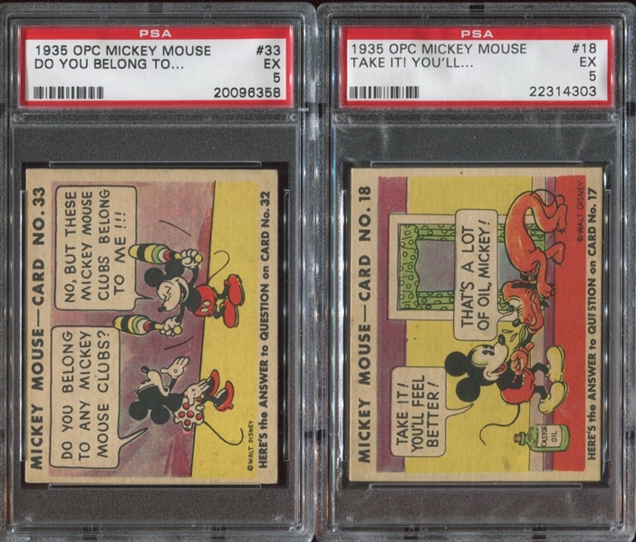 V303 O-Pee-Chee Mickey Mouse PSA-Graded lot of (5) Cards