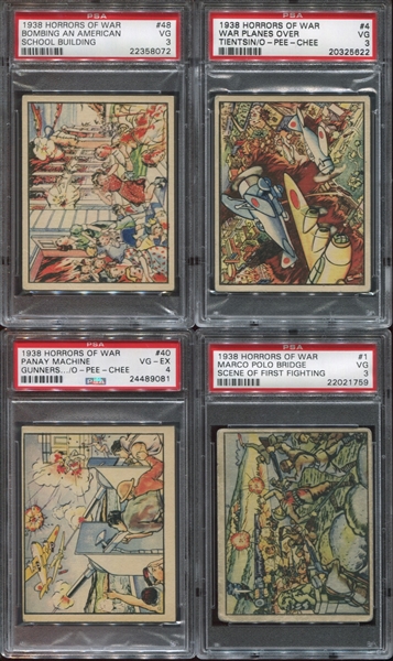 V278 O-Pee-Chee Horrors of War PSA-Graded lot of (4) with tough Card #1