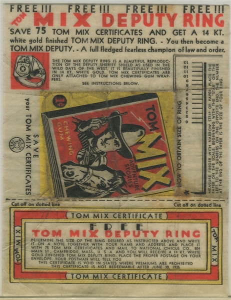 R151 National Chicle Tom Mix Wrapper