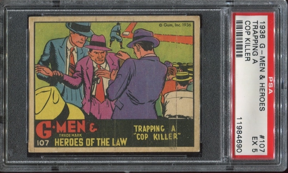R60 Gum Inc G-Men and Heroes of the Law #107 PSA5 EX