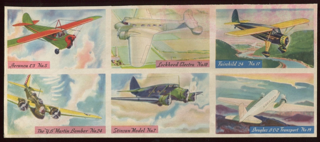 F277-1 Heinz Cereal Aviation Uncut sheet of (6) Cards 