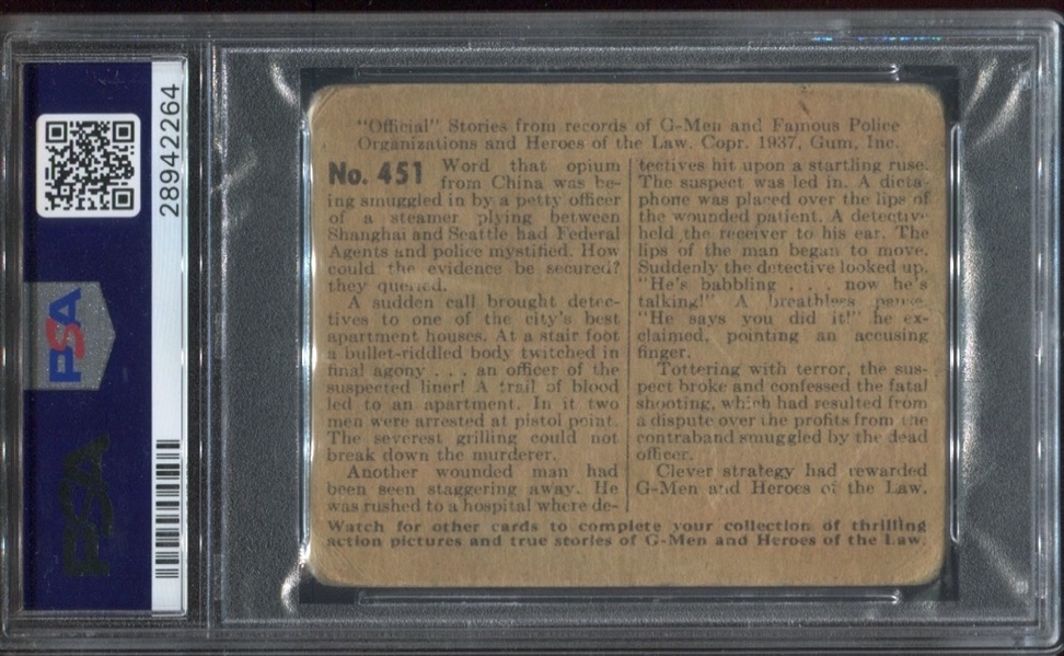 R60 Gum Inc G-Men and Heroes of the Law #451 PSA1 PR