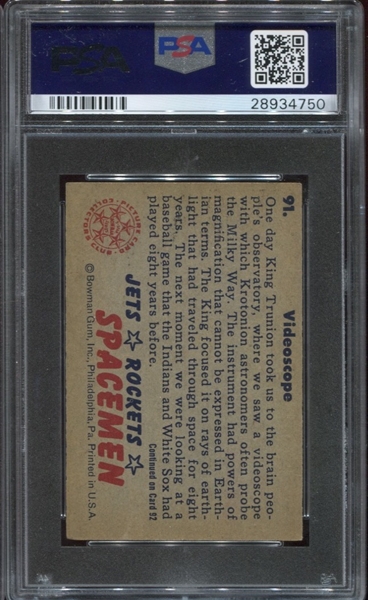 1951 Topps Jets Rockets and Spacemen #91 Videoscope PSA7 NM