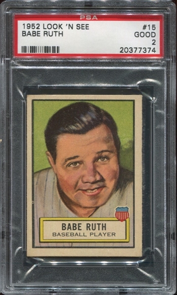 1952 Topps Look 'N See Babe Ruth #15 PSA2 GD