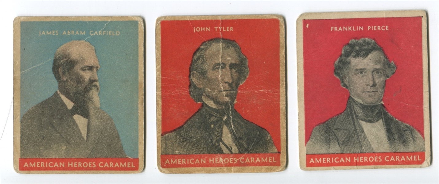 R114 U.S. Caramels Presidents Lot of (3) Cards