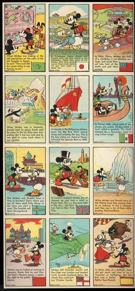 D131-1 Mickey Mouse - Race 'Round the World - Uncut Blank-Backed Sheet of 12 Cards