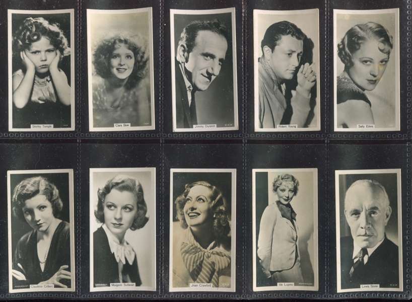 1937 John Sinclair Ltd. Film Stars Real Photo Cards Complete Set (108) - Featuring Cary Grant and Shirley Temple