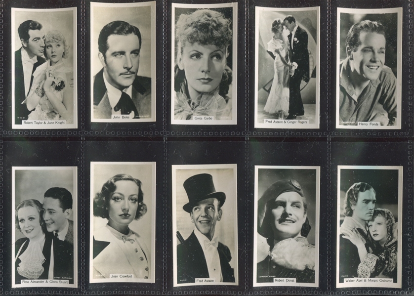 1937 John Sinclair Ltd. Film Stars Real Photo Cards Complete Set (108) - Featuring Cary Grant and Shirley Temple