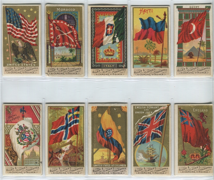N9 Allen & Ginter Flags of Nations Lot of (10) Cards