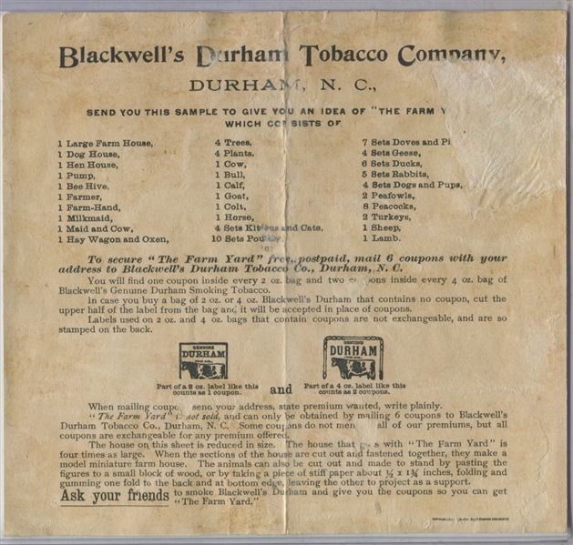 N552 Blackwell Durham's Type Card / Folder