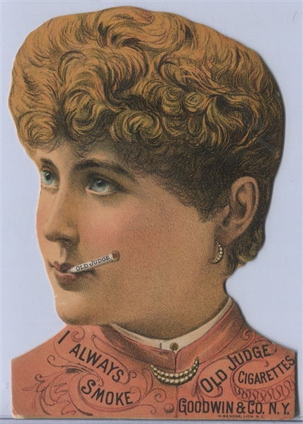 H235 Fantastic Goodwin Tobacco Old Judge Smoker's Head Advertising - Woman in Pink