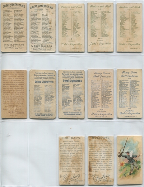 Mixed Lot of Duke, Kimball & Kinney Tobacco Cards (22) with Great Americans