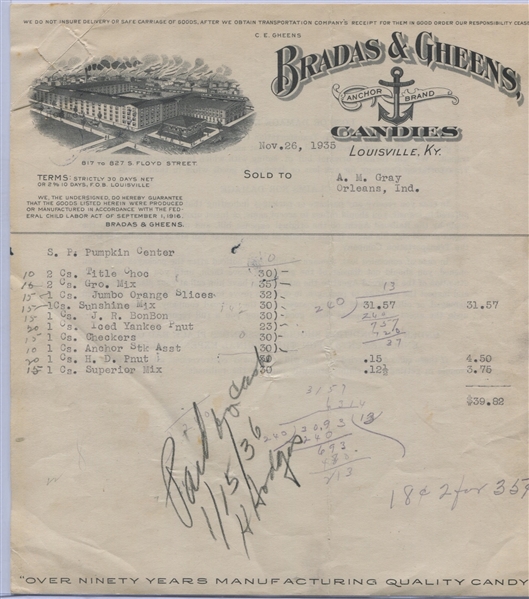 Bradas & Gheens Country Ham Wrapper - Possible R170 Wrapper and Company Letterhead