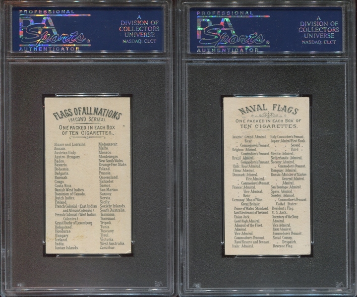 Pair of Allen & Ginter PSA-Graded singles from N10 Flags and N17 Naval Flags