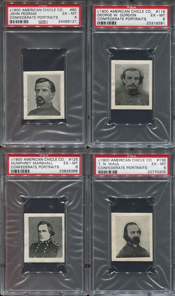E-UNC American Chicle Kis-Me Gum Confederate Soldiers lot of (8) PSA-Graded cards