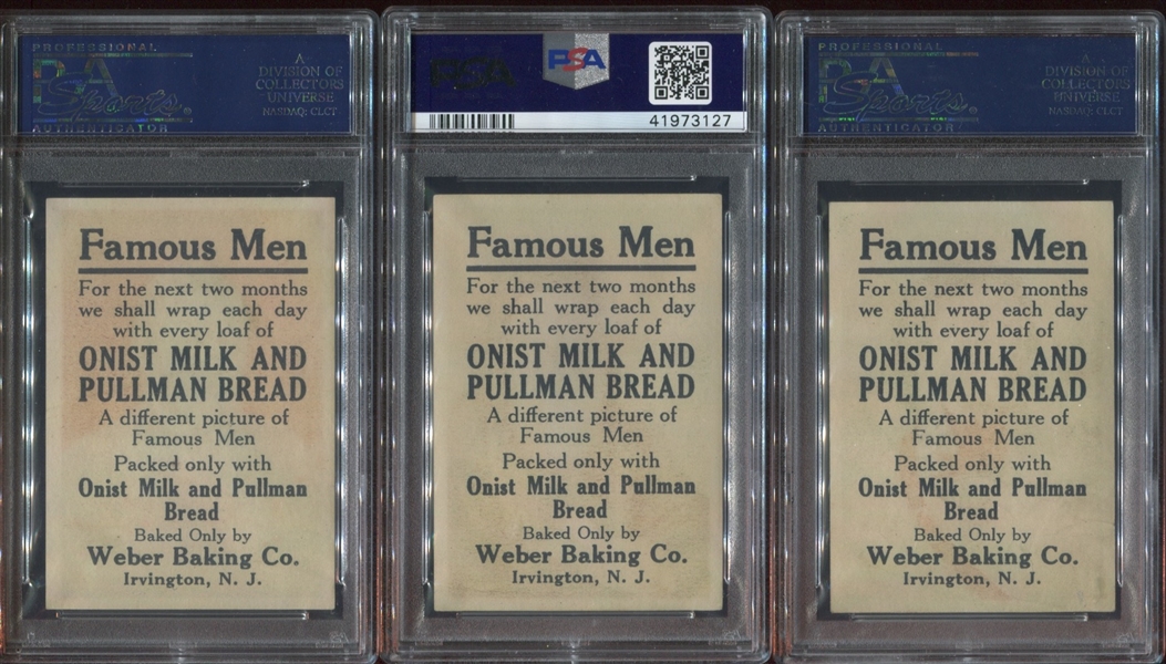 D117 Weber Bread Famous Men Lot of (9) PSA-Graded cards