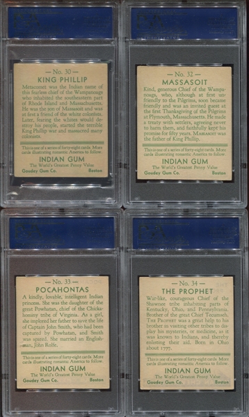 R73 Goudey Indian Gum Lot of (4) PSA-Graded Cards all Series of 48