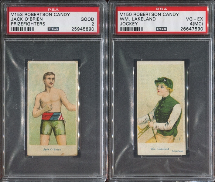 Pair of PSA-Graded Robertson Gum Cards - V153 Prize Fighter and V150 Jockey