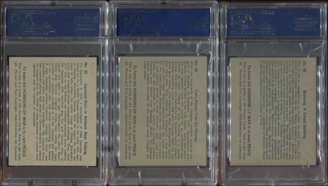 1938 O-Pee-Chee Horrors of War lot of (6) PSA-Graded Cards