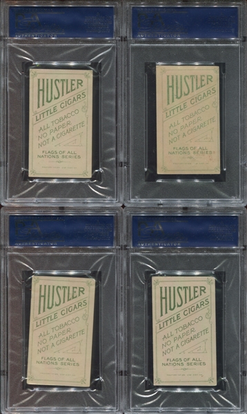 T59 Flags of All Nations lot of (4) PSA-Graded Hustler Tobacco backed cards