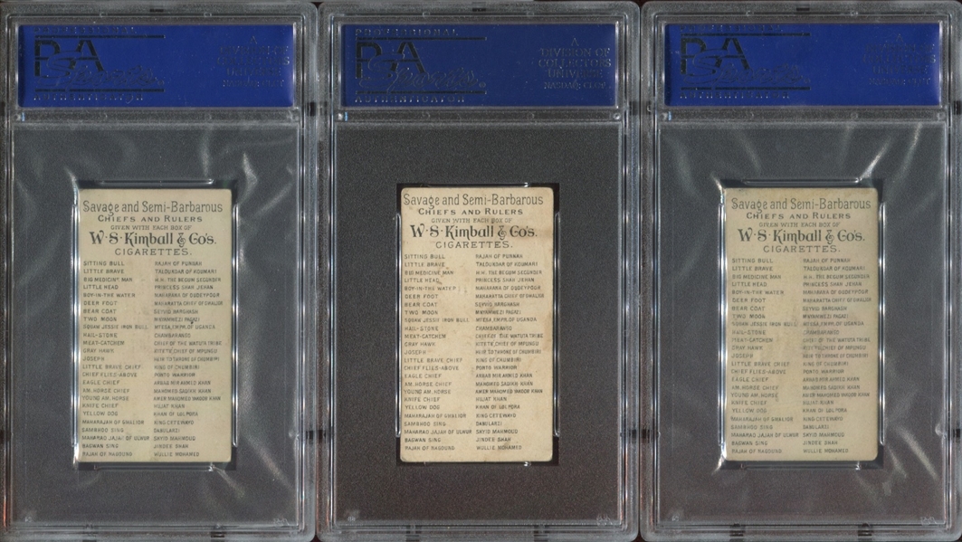 N189 Kimball Tobacco Savage and Semi-Barberous Chiefs and Rulers Lot of (3) PSA4-Graded Cards